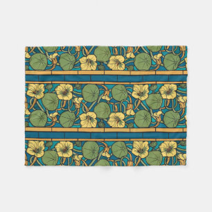 Art Nouveau Nasturtium Blau Gold floral Verneuil Fleecedecke