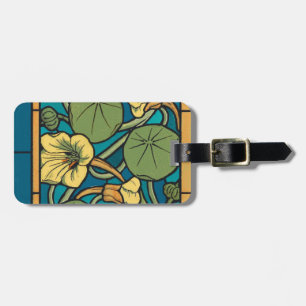 Art Nouveau Nasturtium Blau Gold floral Verneuil Gepäckanhänger