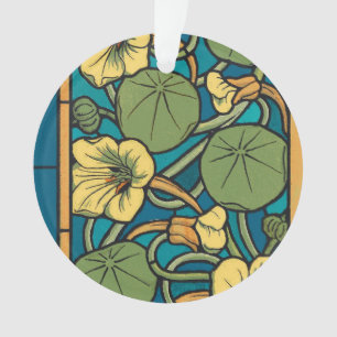 Art Nouveau Nasturtium Bleu Or floral Verneuil