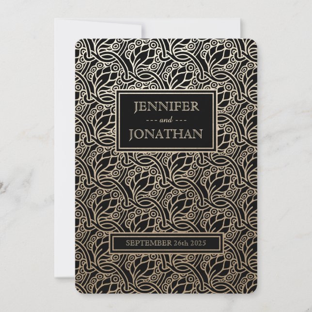 Art Nouveau Nature Mariage Invitations Gold Foil (Devant)