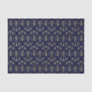 Art Nouveau Navy Blue und Gold Seidenpapier