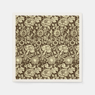 Art Nouveau-Nelke Damast, Braun und Creme Serviette