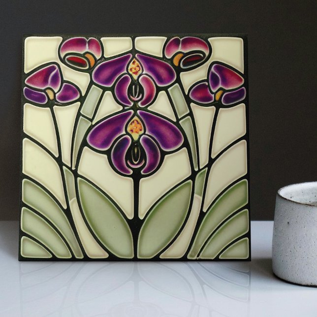 Art Nouveau Nemesia 'Dazzle-Me Lilac' Symmetrie Fliese (Von Creator hochgeladen)