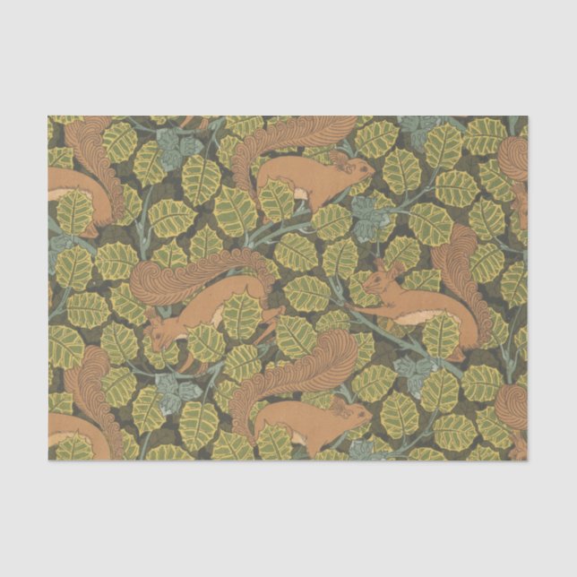 Art Nouveau Oak & Squirrels Seidenpapier (Vorderseite)