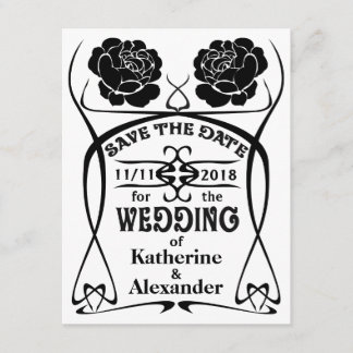 Art Nouveau Old West Rose Hochzeit Termin vormerke Save The Date