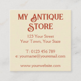 Art Nouveau Orange Cream Square Business Card Quadratische Visitenkarte
