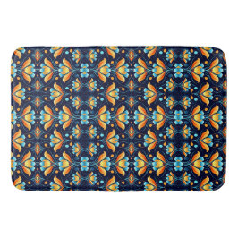 Art Nouveau orange und blau floral Badematte