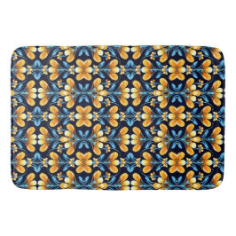 Art Nouveau orange und blau floral Badematte