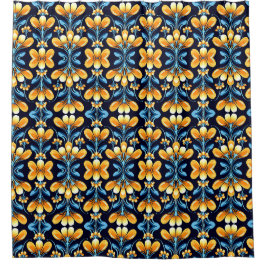 Art Nouveau orange und blau floral Duschvorhang