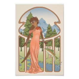 Art Nouveau Otter Furry Print Fotodruck