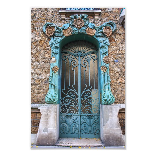 Art Nouveau Paris Tür Sonnenblumen Nr. 14 - Fotodruck (Vorne)