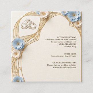 Art Nouveau Pastell Blau Goldene Hochzeit Begleitkarte