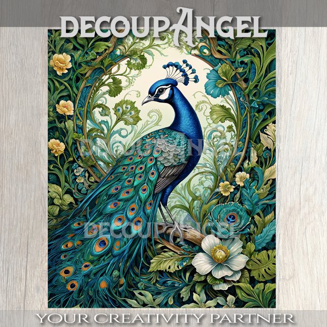 Art Nouveau Peacock Decoupage Seidenpapier (Von Creator hochgeladen)