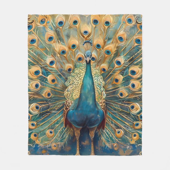 Art Nouveau Peacock Fleecedecke (Vorderseite)