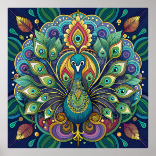 Art Nouveau Peacock Glamour Poster