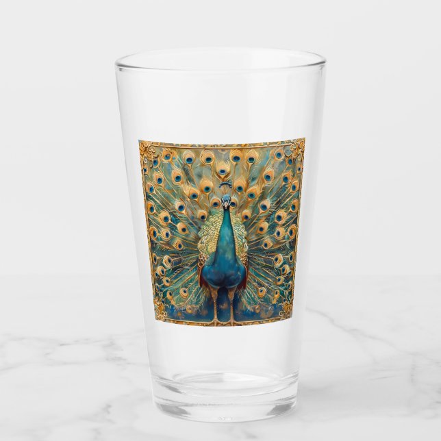 Art Nouveau Peacock Glas (Vorderseite)