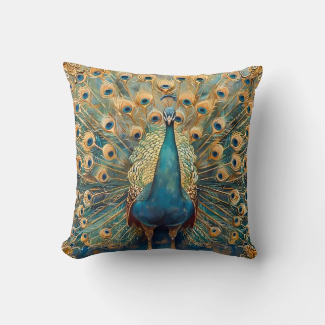 Art Nouveau Peacock Kissen (Vorderseite)