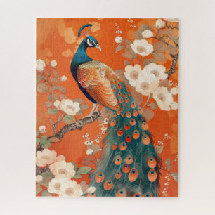 Art Nouveau Peacock Orange Floral