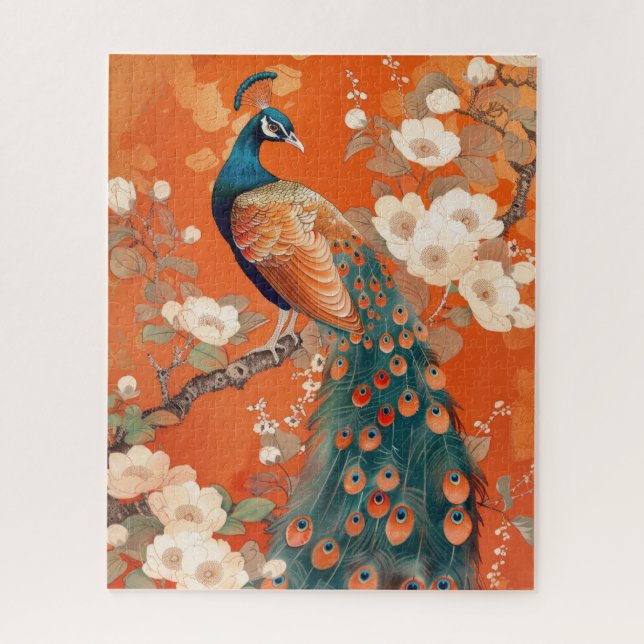 Art Nouveau Peacock Orange Floral (Vertikal)