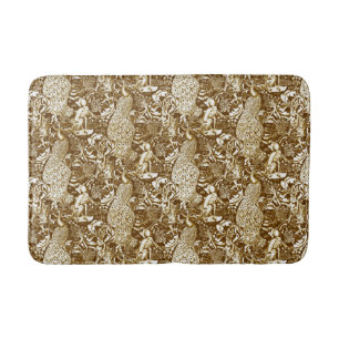 Art Nouveau Peacock Print, Brown and Creme Badematte