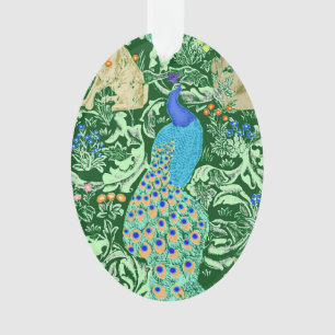 Art Nouveau Peacock Print, Cobalt Blue & Green