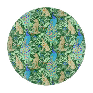 Art Nouveau Peacock Print, Cobalt Blue & Green Schneidebrett
