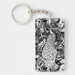 Art Nouveau Peacock Print, noir et blanc