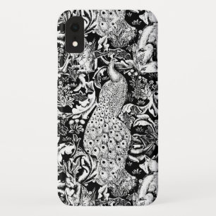 Art Nouveau Peacock Print, Schwarz/Weiß iPhone XR Hülle