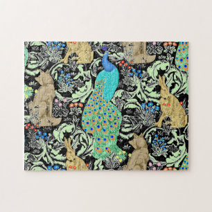 Art Nouveau Peacock Print, Turquoise & Neutrals Ji