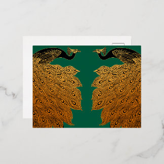 Art Nouveau Peacock Will Bradley Folien Feiertagspostkarte