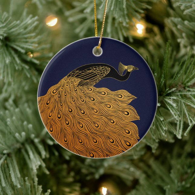 Art Nouveau Peacock Will Bradley Keramik Ornament (Baum)