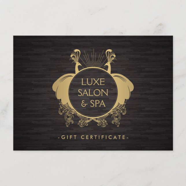 Art Nouveau Peacocks Gold/Holzkörnerkarte (Vorderseite)