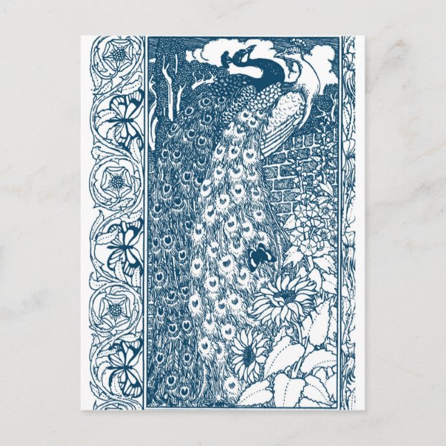 Art Nouveau Peacocks Postkarte (Vorderseite)