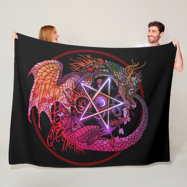 Art Nouveau Pentagramm Dragon Fleecedecke (Beispiel)