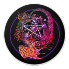 Art Nouveau Pentagramm Dragon Keramikknauf