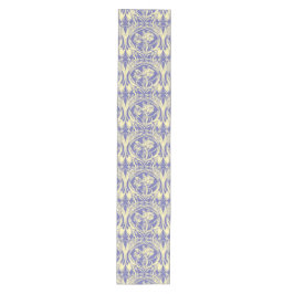 Art Nouveau Periwinkle & Ivory Tulip Table Runner Mittelgroßer Tischläufer