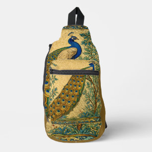 Art Nouveau Pfau Botanische Illustration Crossbody Bag