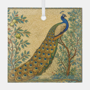 Art Nouveau Pfau Botanische Illustration Ornament Aus Glas