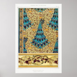 Art Nouveau Pfau textilen Deko verneuil blau