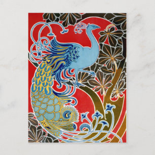 Art Nouveau Pfau von Gisbert Combaz von 1898 Postkarte