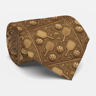 Art Nouveau Pickleball Necktie – Brown Elegant Krawatte