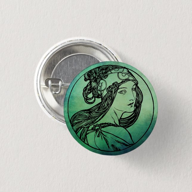 Art Nouveau Pinback Button (Vorne & Hinten)