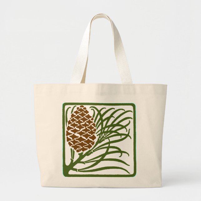 Art Nouveau Pine Cone Jumbo Stoffbeutel (Vorne)