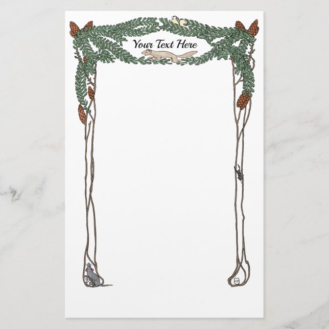 Art Nouveau Pine Cones Nature Themenbereich Briefpapier (Vorderseite)