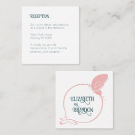 Art Nouveau Pink Butterfly Hochzeitsempfang Begleitkarte
