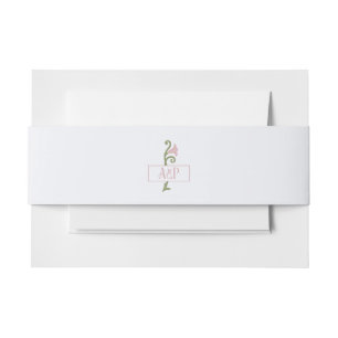 Art Nouveau Pink und Green Floral Hochzeit Einladungsbanderole