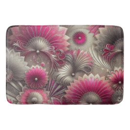 Art Nouveau Pink und Silver Fans Badematte