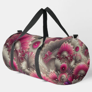 Art Nouveau Pink und Silver Fans Duffle Bag