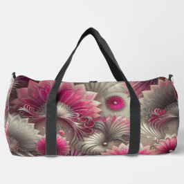 Art Nouveau Pink und Silver Fans Duffle Bag