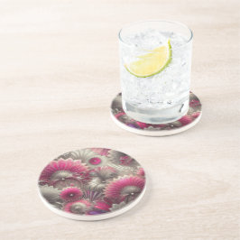 Art Nouveau Pink und Silver Fans Getränkeuntersetzer